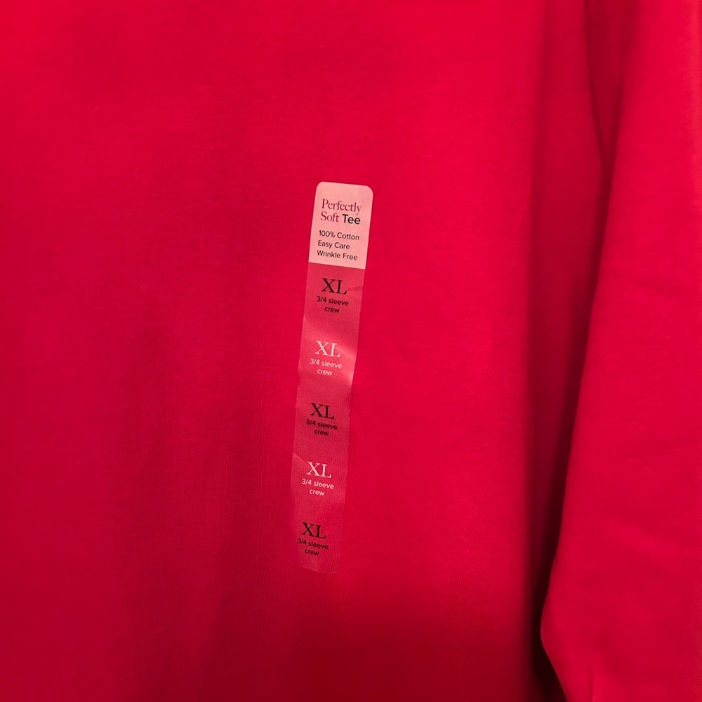 Kim Rogers Perfectly Soft Red 100% Cotton Long Sleeve Top - Picture 4 of 4